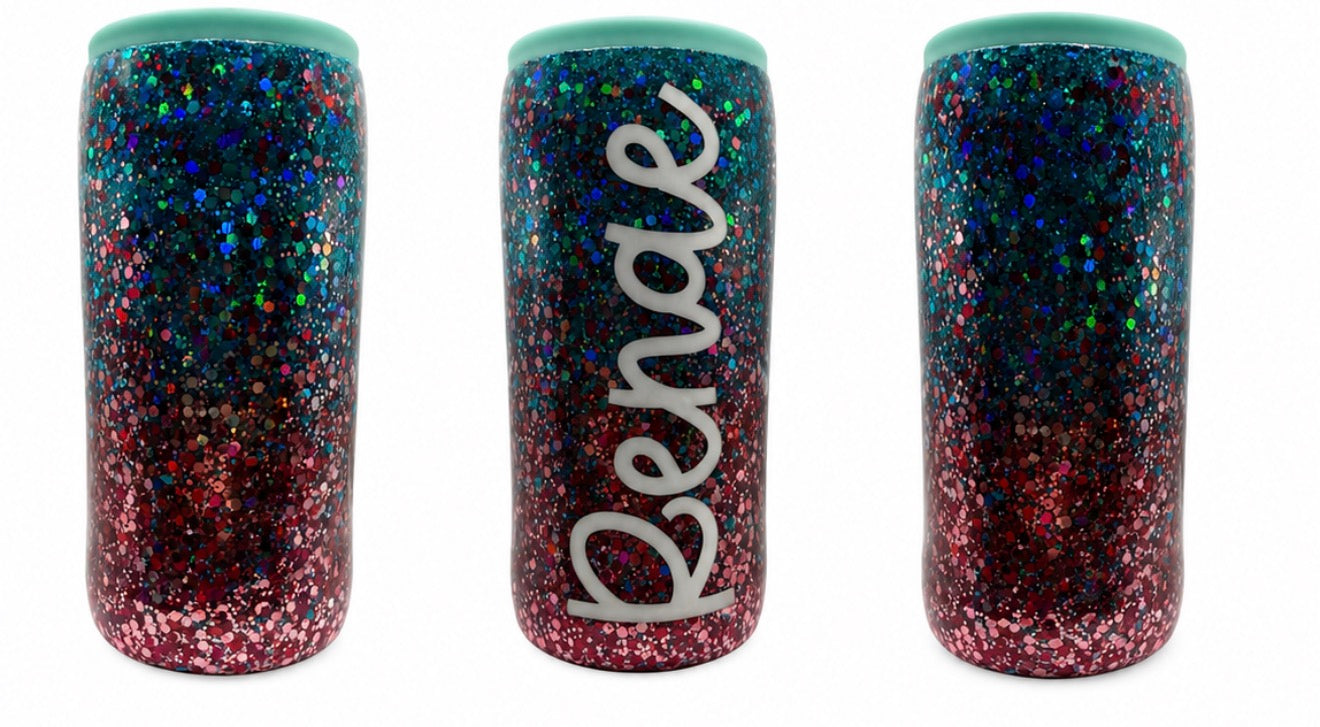 Personalized Glitter Skinny Can Koozie